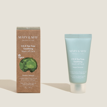 Заспокійлива очищувальна маска для обличчя Mary & May Cica Tea Tree Soothing Wash Off Pack 0801 фото