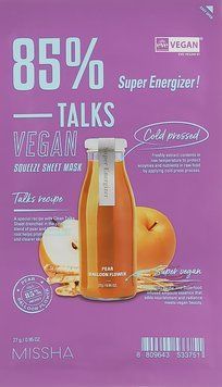 Тканинна маска Missha Talks Vegan Squeeze Sheet Mask Super Energizer 1052 фото