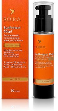 Сонцезахисний крем для обличчя Soika SunProtect зволожуючий SPF 50, 50 мл 0622 фото