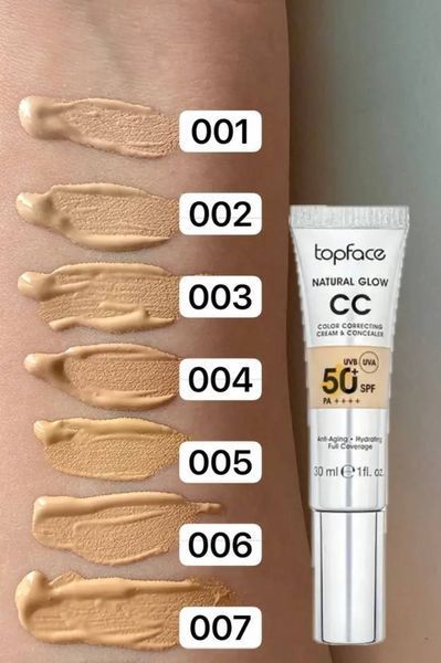 TopFace Тональний крем "Natural Glow CC Cream Concealer" SPF 50+ - 003, 30 мл 1090 фото